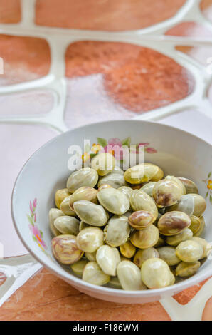 Eingelegte Sato, Park Speciosa, bittere Bohne, Cluster Bean verdreht oder stinken Bean Stockfoto