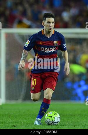 Barcelona, Spanien. 29. August 2015. FC Barcelona LIONEL MESSI während des Spiels zwischen FC Barcelona Vs Malaga CF im Camp Nou Stadion weiterleiten Bildnachweis: Marcio Machado/ZUMA Draht/Alamy Live-Nachrichten Stockfoto