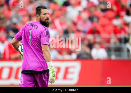 Toronto, Ontario. 29. August 2015. Toronto FC-Torwart Chris Konopka (1) während der MLS-Spiel zwischen Montreal Impact und der Toronto FC im BMO Field in Toronto, Ontario. © Csm/Alamy Live-Nachrichten Stockfoto