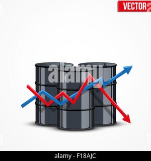 Barrel Erdöl auf den Diagrammhintergrund Preis Stock Vektor