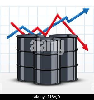 Barrel Erdöl auf den Diagrammhintergrund Preis Stock Vektor