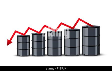 Barrel Erdöl auf den Diagrammhintergrund Preis Stock Vektor