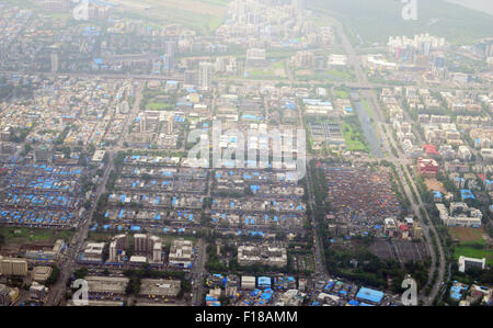 Luftbild von Mumbai Indien Mumbai Stadtbild und Mumbai Skyline von Mumbai Straßen Straßen und Mumbai-Gebäude-Übersicht Stockfoto