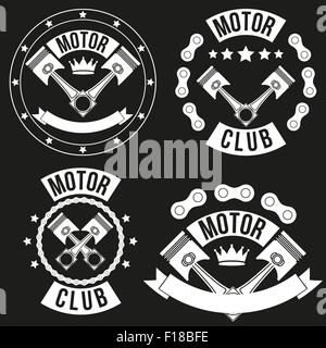 Satz von Oldtimer Motor Club Schilder und Aufkleber Stock Vektor