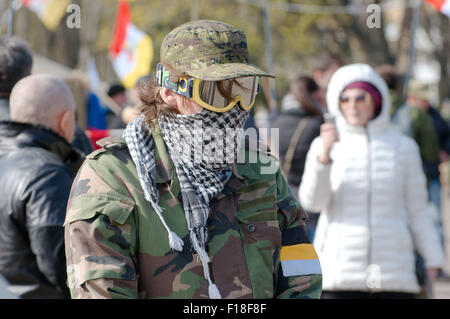 15. Oktober 2014 - Odessa, Ukraine - Odessa, Ukraine. 6. April 2014. Peoples Assembly Antimaidan - '' Kulikovo Field'' treffen zu protestieren. Diese Demonstration in Kulikovo Field, Odessa, Ukraine (Süd-Ukraine), für ein Referendum gegen die neue Regierung in Kiew gegen die National-Faschismus... Die wichtigsten Slogans: '' Wir möchten, dass ein Referendum'' '' Freiheit Anton Davydchenko'' '' Odessa ist eine russische Stadt '' '' Wir wollen Russisch zweite Amtssprache '' '' Wir sind gegen den Faschismus '' '' Wir sind gegen den Nationalismus "(Credit-Bild: © Andrey Nekrassow/ZUMA Wire/ZUMAPRESS.com) Stockfoto