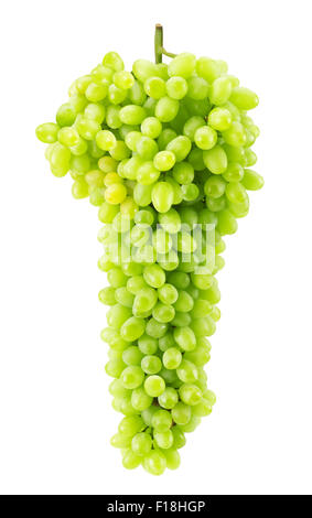 grüne Trauben isoliert auf weißem Hintergrund. Stockfoto