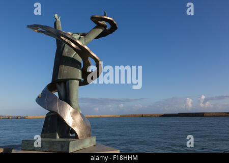 Denkmal für die Fischer auf See verloren, in Portt-En-Bessin, Calvados, Normandie, Frankreich Stockfoto