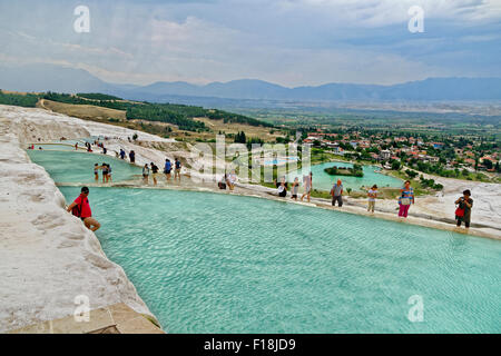 Pamukkale Travertin Pools in der Nähe von Denizli, Türkei Stockfoto