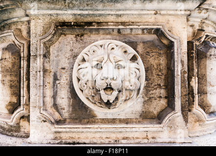 Löwen Relief Skulptur Detail außerhalb der Palazzo Barberini, Rom, Italien Stockfoto