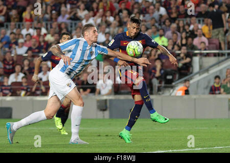 Camp Nou, Barceona. 29. August 2015. Spanien. FC Barcelona gegen Malaga vgl. Spanien. Der Primera División. FC Barcelona und Malaga vgl. Neymar in Aktion während des Spiels © Action Plus Sport/Alamy Live News Stockfoto