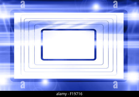 Abstrakte transparent blaues Quadrat mit Lichtern und funkelt Stockfoto