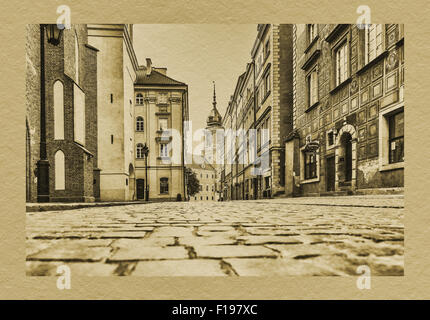 Ulica Swietojanska verkehrt zwischen Schlossplatz und Marktplatz Altstadt, Warschau, Masowien, Polen, Europa Stockfoto