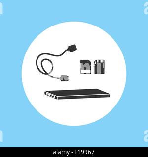 Silhouette Symbol Festplatte Datei Ssd Filmmaterial Geräte Computer Vektor-Illustration Stock Vektor