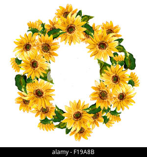Das Muster der Sonnenblumen blühen gelbe Blumen gemalt in Aquarell für Ihr Design. Raster-Abbildung Stockfoto
