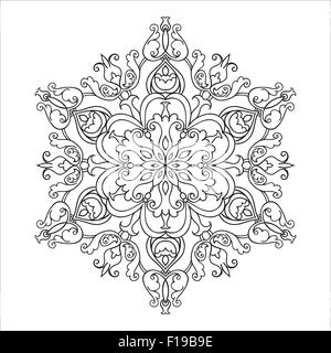 Zentangle Zeichenelement Hand. Italienische Majolika Stil schwarz und weiß. Blume Mandala. Vektor-illustration Stock Vektor