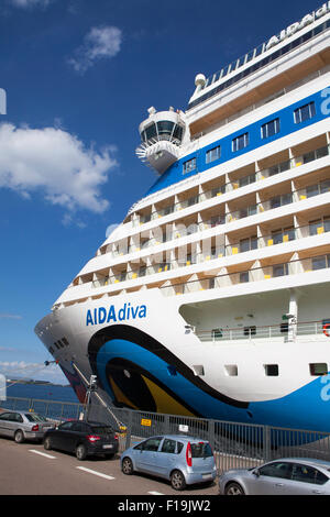 AIDA Diva Kreuzfahrt Schiff betrieben von der deutschen Reederei, die AIDA Cruises in Europa während des Sommers angedockt Stockfoto