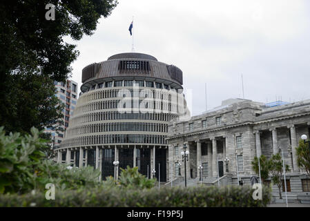 WELLINGTON, NEW ZEALAND, 27. Juli 2015: der Sitz der Regierung von Neuseeland, Parliament House in Wellington, Neuseeland Stockfoto