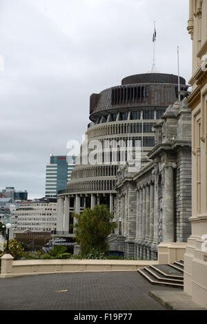 WELLINGTON, NEW ZEALAND, 27. Juli 2015: der Sitz der Regierung von Neuseeland, Parliament House in Wellington, Neuseeland Stockfoto