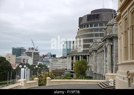 WELLINGTON, NEW ZEALAND, 27. Juli 2015: der Sitz der Regierung von Neuseeland, Parliament House in Wellington, Neuseeland Stockfoto