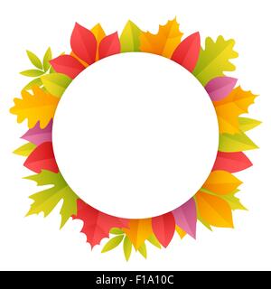 Buntes Herbstlaub Runde Rahmen Stock Vektor