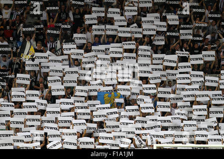 Udine, Italien. 30. August 2015. Udinese Fans während der italienischen Serie A-Fußball-match zwischen Udinese Calcio V Palermo am 30. August 2015 im Friaul-Stadion in Udine, Italien. Bildnachweis: Andrea Spinelli/Alamy Live-Nachrichten Stockfoto