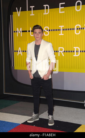 Los Angeles, Kalifornien, USA. 30. August 2015. Los Angeles, Kalifornien, UK, 30. August 2015. Brooklyn Beckham kommt bei 2015 MTV Video Music Awards am Microsoft-Theatre in Los Angeles, USA, am 30. August 2015. © Dpa picture-Alliance/Alamy Live News Bildnachweis: Dpa picture-Alliance/Alamy Live News Stockfoto