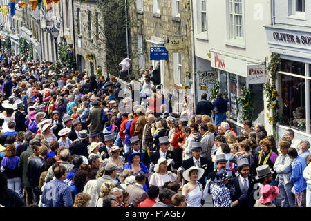Die formalen Tanz an der Helston floral Dance. Cornwall. England. UK ca. 1991 Stockfoto