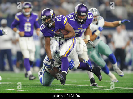 29. August 2015: Runningback Dominique Williams #43 während der NFL Preseason-Football-Spiel zwischen den Minnesota Vikings und die Dallas Cowboys im AT&T Stadium in Arlington, TX Minnesota Minnesota Vikings besiegten Dallas 28-14 Albert Pena/CSM Stockfoto