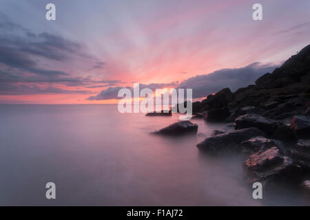 Ladye Bay, Clevedon, Sonnenuntergang Stockfoto
