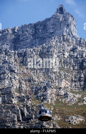 Kapstadt Südafrika, Table Mountain National Park, Naturschutzgebiet, Tafelberg Road, Seilbahn-Seilbahn-Seilbahn, Annäherung an die untere Station, Rotair c Stockfoto