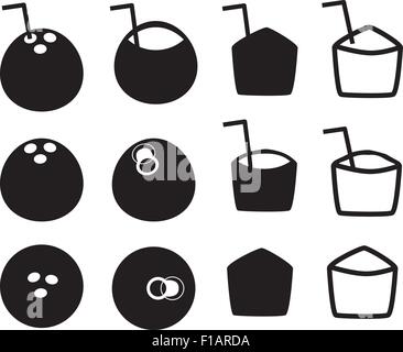 Satz von Kokosnuss-Symbol in Thailand Stil, Vektor-illustration Stock Vektor