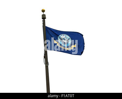 US Navy Flagge auf einem weißen Hintergrund. Stockfoto