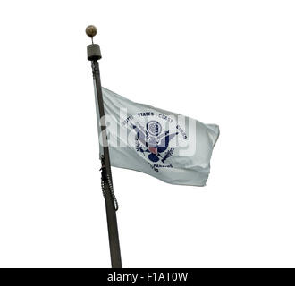 U.S. Coast Guard Flagge auf einem weißen Hintergrund. Stockfoto