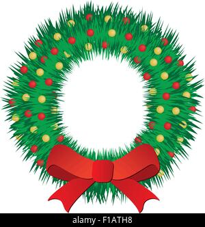 Adventskranz mit roten und goldenen Kugeln Stock Vektor