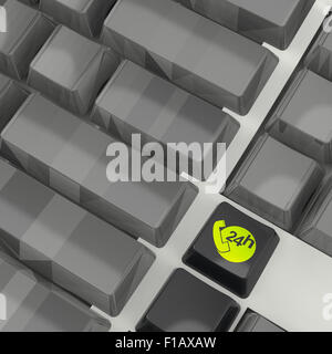 Suppor und Service 24-Stunden-Tastatur-Taste als Konzept Stockfoto