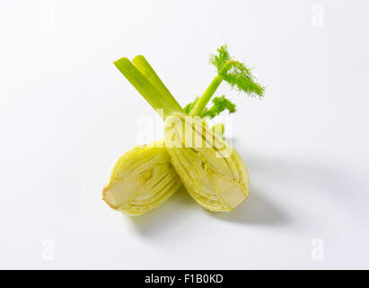 halbierten Fenchel auf weißem Hintergrund Stockfoto