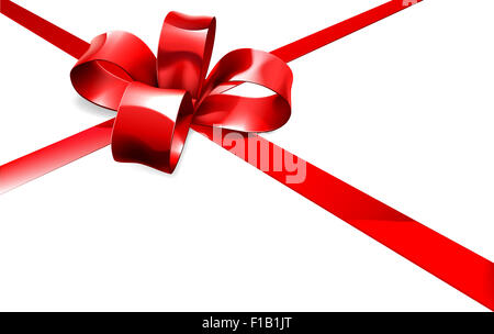 Weihnachten, Geburtstag oder andere Geschenk Red Ribbon und Bogen Packpapier Hintergrund Stockfoto