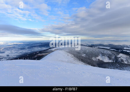 Krummhuebel, Polen, Blick von der Schneekoppe Fischland Riesengebirge Stockfoto