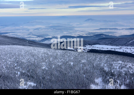 Petzer, Tschechische Republik, Blick von der Schneekoppe Fischland Riesengebirge Stockfoto