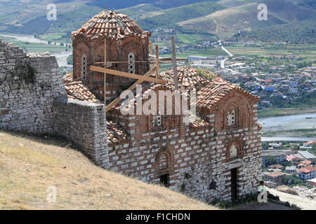 Kisha e Shen Triadhes byzantinischen Kirche der Hl. Dreifaltigkeit, Berati Burg, Berati, Albanien, Balkan, Europa Stockfoto