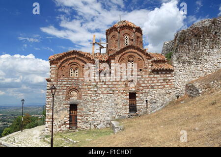 Kisha e Shen Triadhes byzantinischen Kirche der Hl. Dreifaltigkeit, Berati Burg, Berati, Albanien, Balkan, Europa Stockfoto