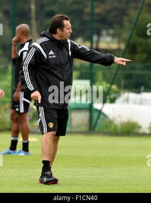 Brüssel, Belgien. 01. Sep, 2015. Die Belgien-Herren-Fußball-Nationalmannschaft trainieren vor Thir kommende Euro 2016 Spiel gegen Bosnien am 3. Sept. Marc Wilmots, Headcoach Credit: Action Plus Sport/Alamy Live News Stockfoto