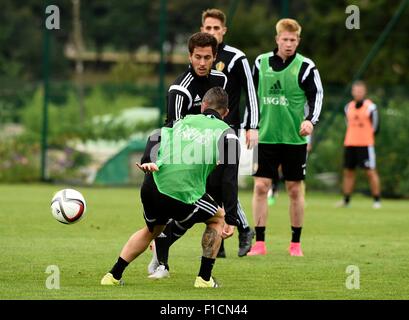 Brüssel, Belgien. 01. Sep, 2015. Die Belgien-Herren-Fußball-Nationalmannschaft trainieren vor Thir kommende Euro 2016 Spiel gegen Bosnien am 3. Sept. Eden Hazard Credit: Action Plus Sport/Alamy Live News Stockfoto