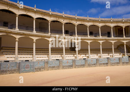 Stierkampfarena Ronda, eröffnet im Jahre 1785, eines der ältesten Stierkampfarena Spaniens. Stockfoto