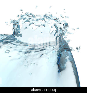 3D Spritzwasser isoliert auf weißem Hintergrund Stockfoto