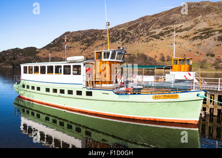 Ullswater Lady Wakefield Dampfgarer auf Glenridding Pier, Lake Ullswater, Glenridding, Lake District, Cumbria, England Stockfoto