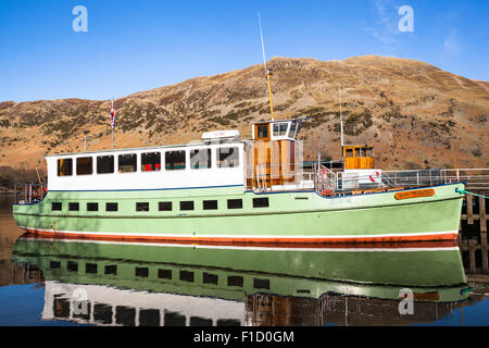 Ullswater Lady Wakefield Dampfgarer auf Glenridding Pier, Lake Ullswater, Glenridding, Lake District, Cumbria, England Stockfoto