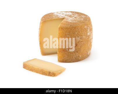 Spanischer Käse mit einer Portion isoliert auf weiss Stockfoto