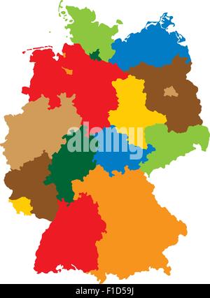 Deutschland 16 Bundesländer aufgeteilt Stock Vektor