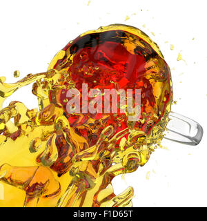 3D Orangensaft Splash isoliert auf weiss Stockfoto